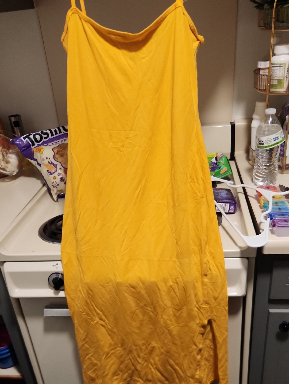 Fashion Nova Mustard Yellow Maxi Slip Dress